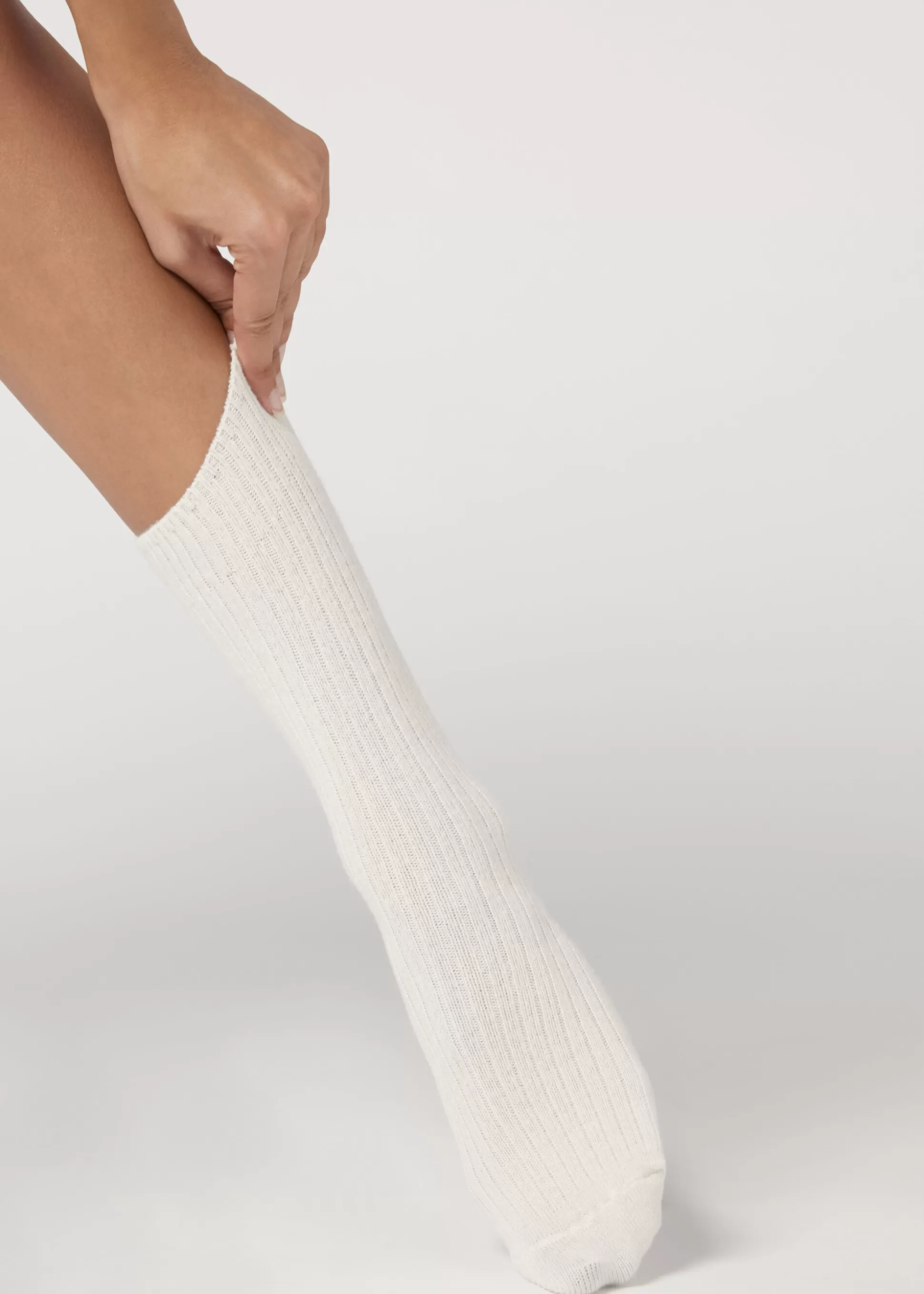 Chaussettes Courtes Cotelees En Laine Et Cachemire*Calzedonia New