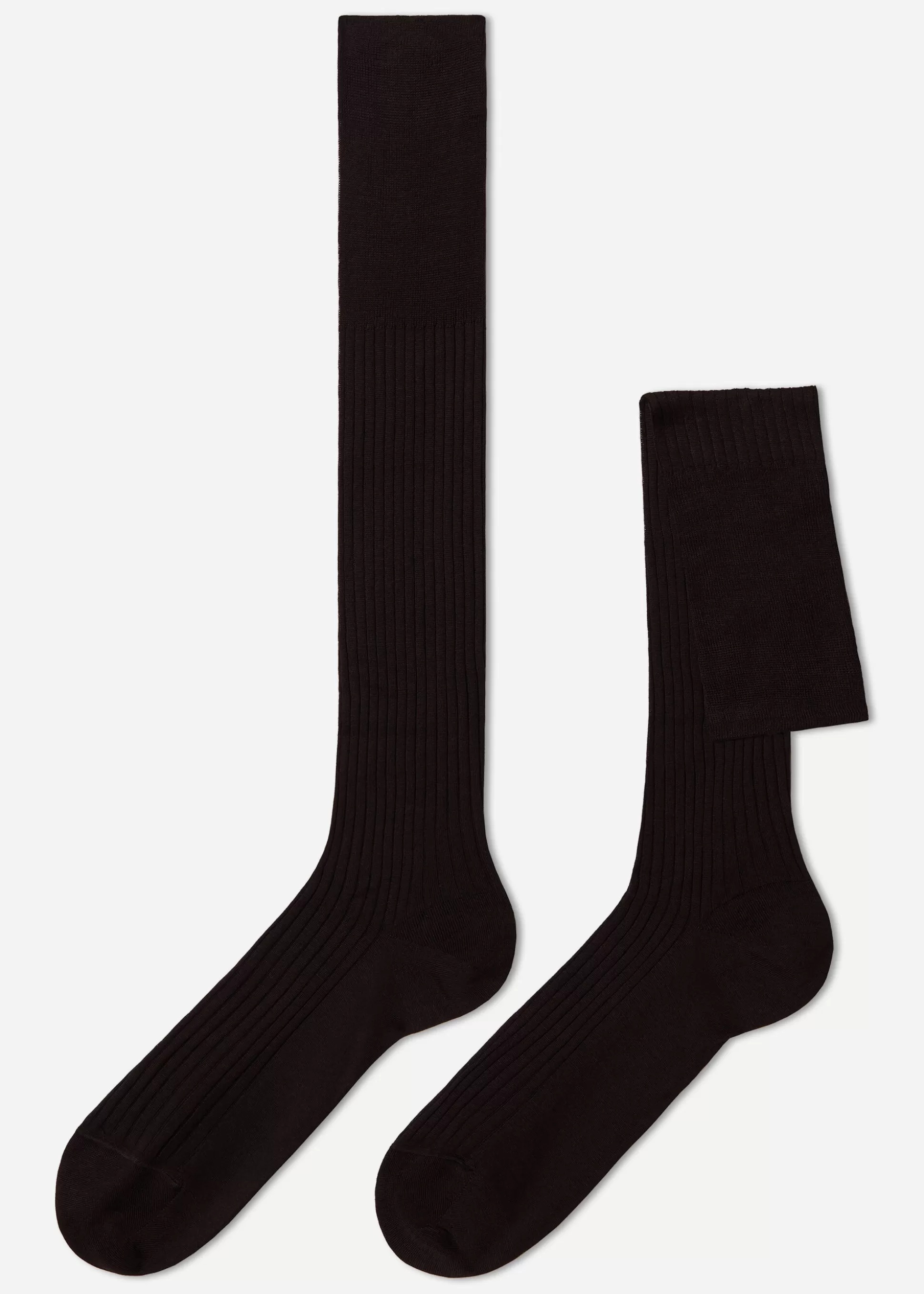 Chaussettes Longues Cotelees En Fil D'Ecosse Pour Homme*Calzedonia Shop