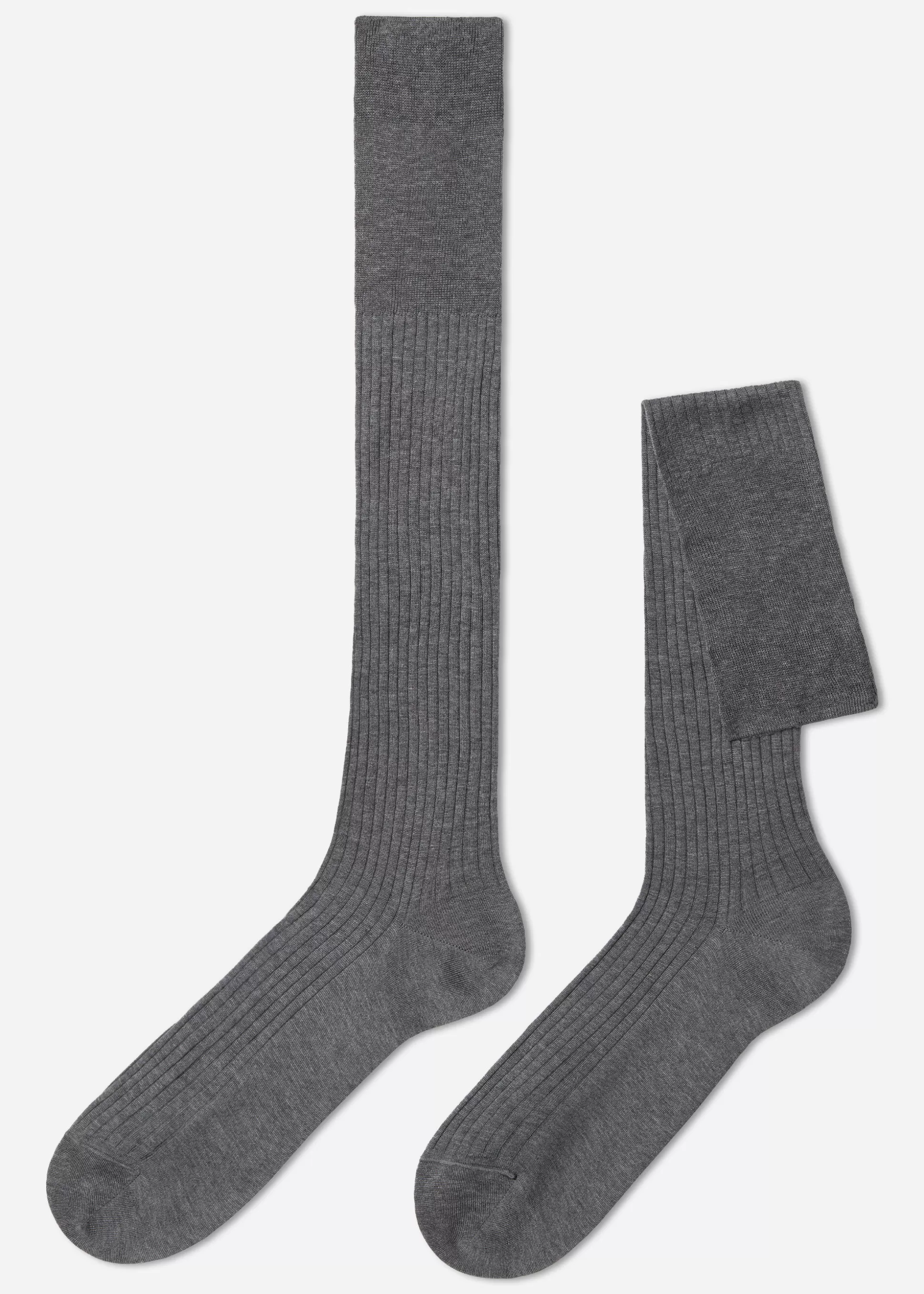 Chaussettes Longues Cotelees En Fil D'Ecosse Pour Homme*Calzedonia Hot