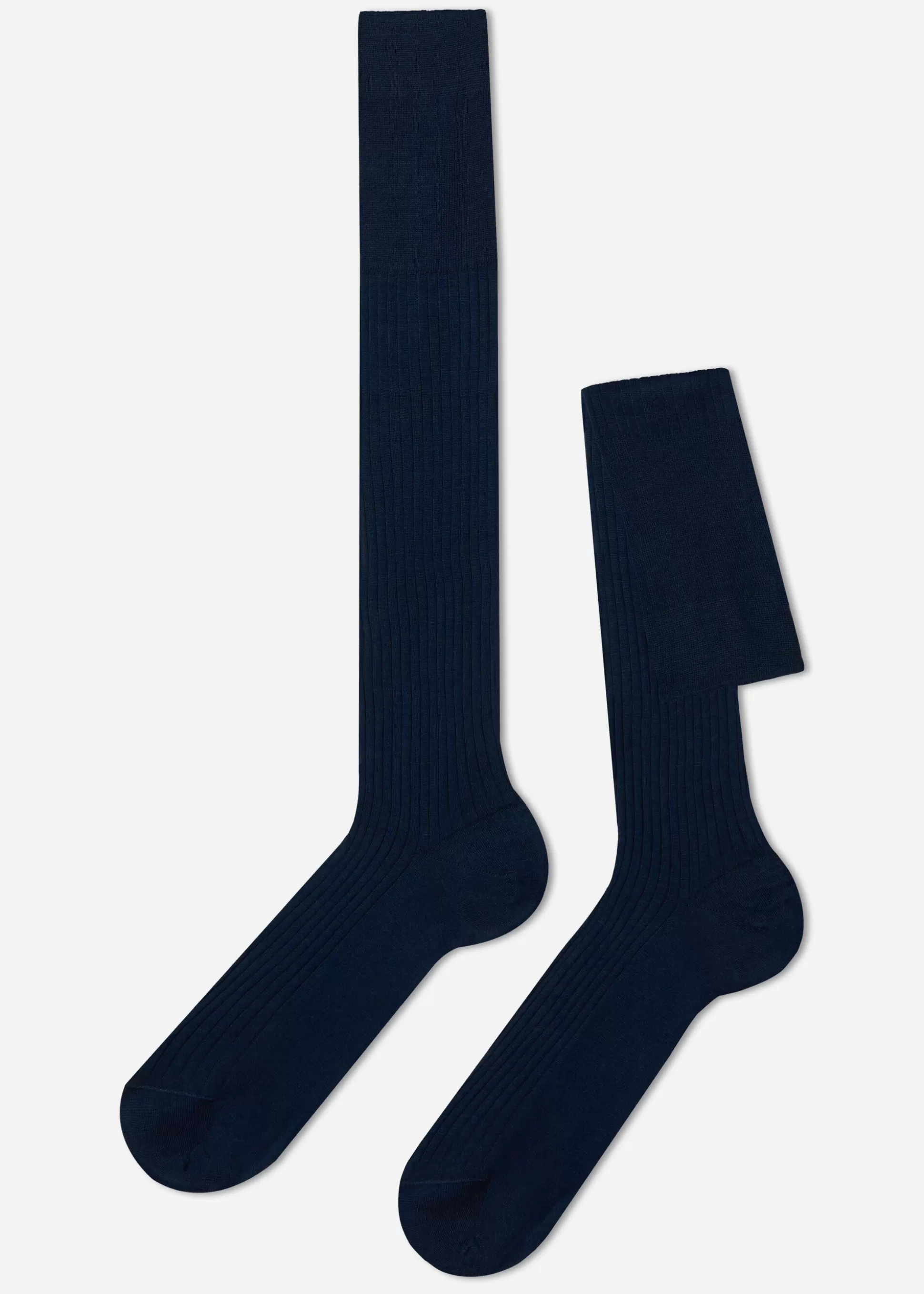 Chaussettes Longues Cotelees En Fil D'Ecosse Pour Homme*Calzedonia Outlet