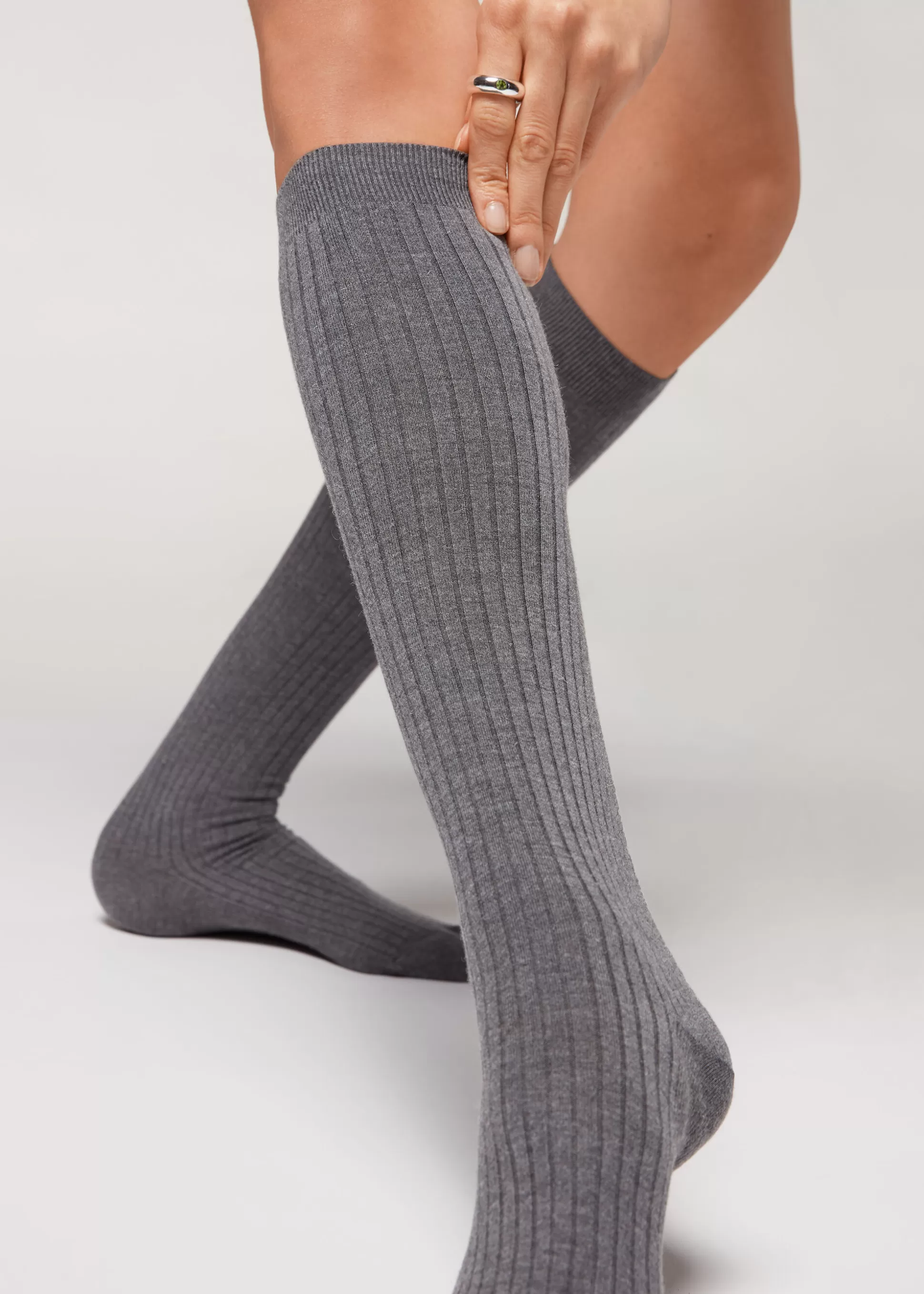 Chaussettes Longues En Cachemire Cotelees*Calzedonia Online