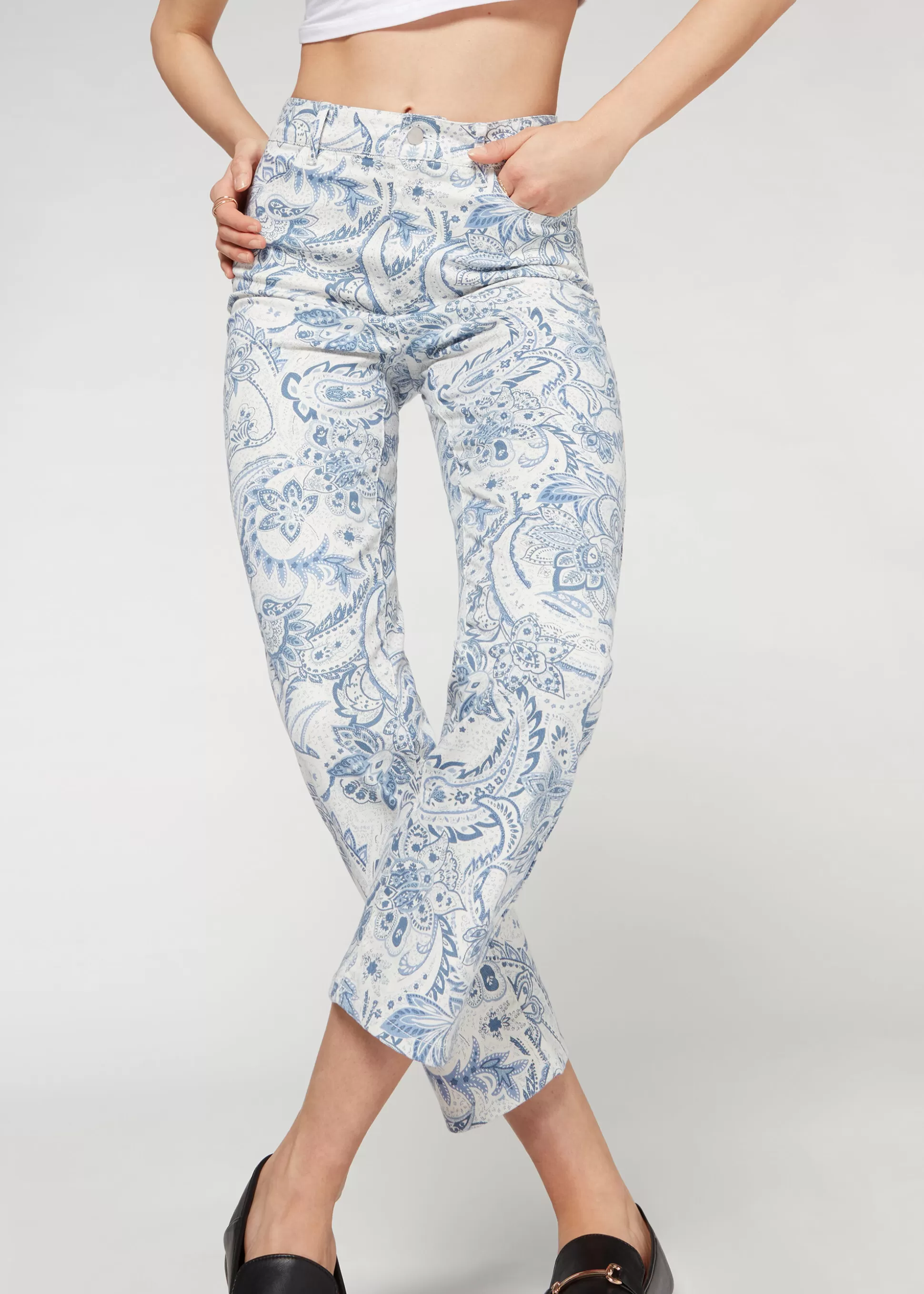 Jean Court A Taille Haute Et Pattes D'Elephant*Calzedonia Store
